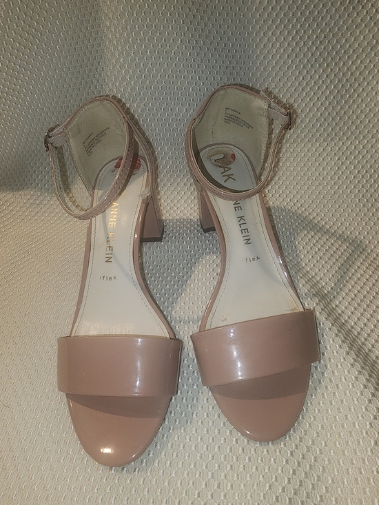 Anne Klein Shoes - Anne Klein Blush Patent Ankle-Strap Block Heels